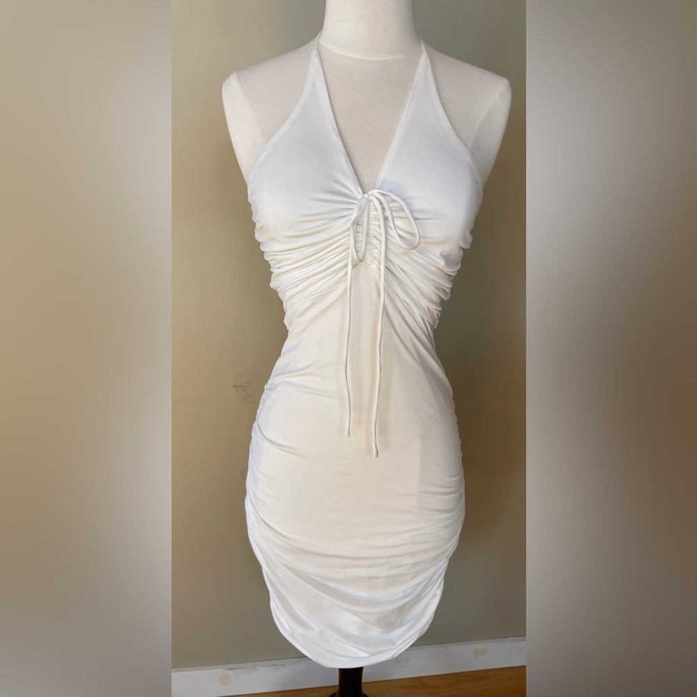Princess Polly White Halter Mini Dress